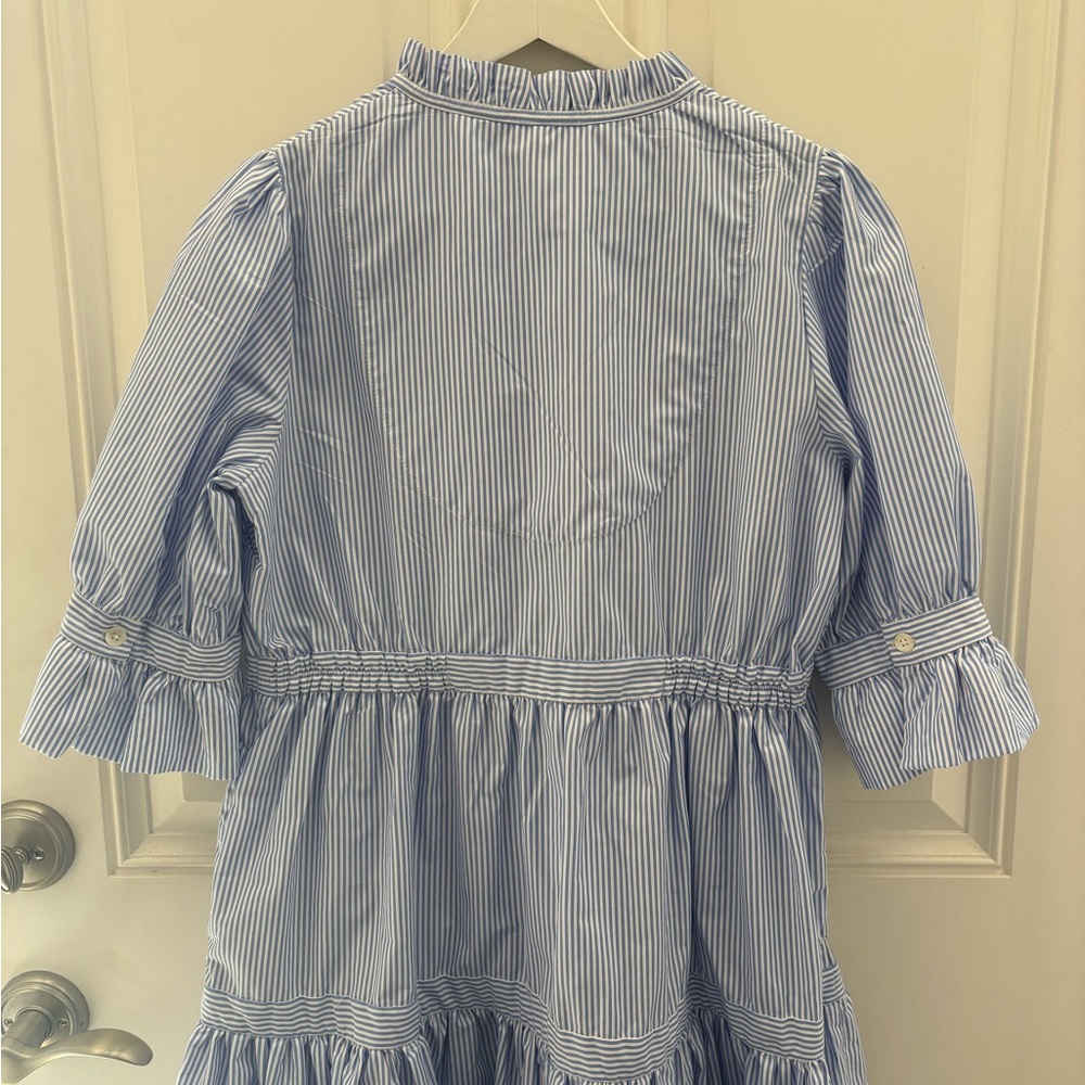 ✨Gretchen Scott Designs✨ Light Blue Striped Tiered Shirt Dress - Picture 14 of 15